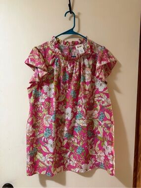 BiBi Pink Floral Ruffle Sleeve Blouse